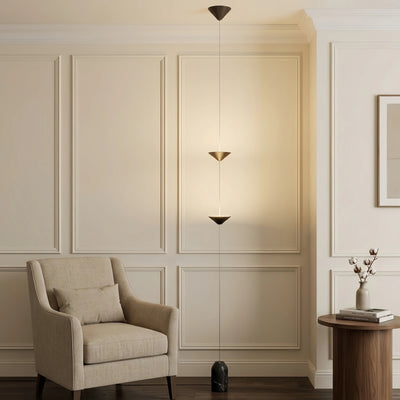 Arcato Minimalist Pendant Lamp -- Iron & Marble with Adjustable Height in Black/Gold for Living Room Bedroom