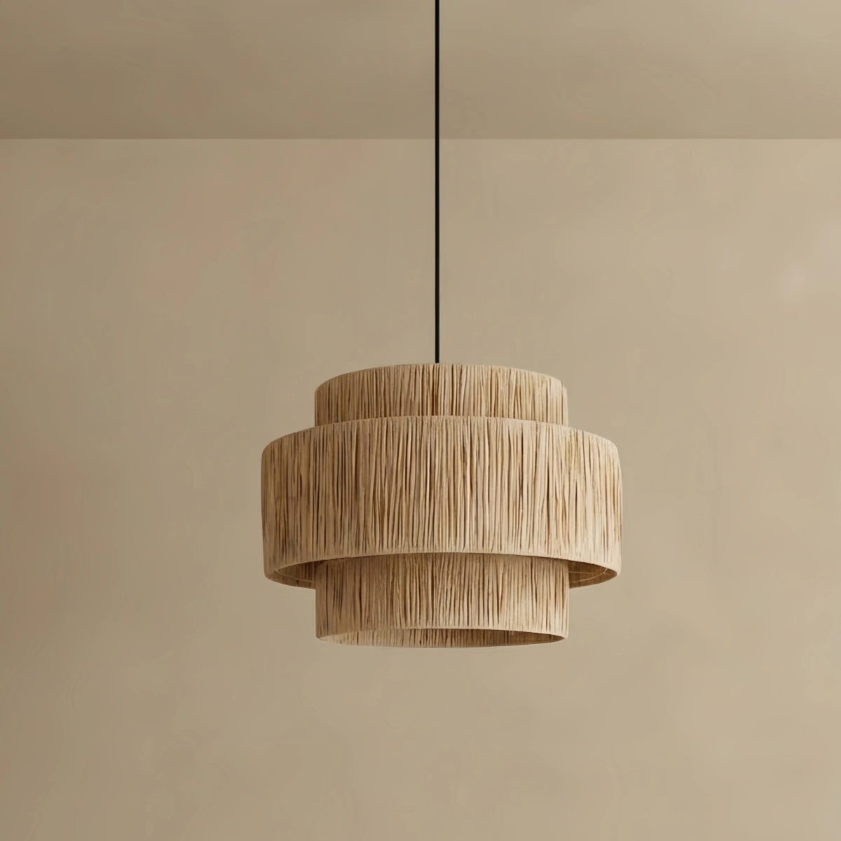Zenno Rustic Pendant Light & Ceiling Light- Metal & Paper Streamer Shade for Dining Room