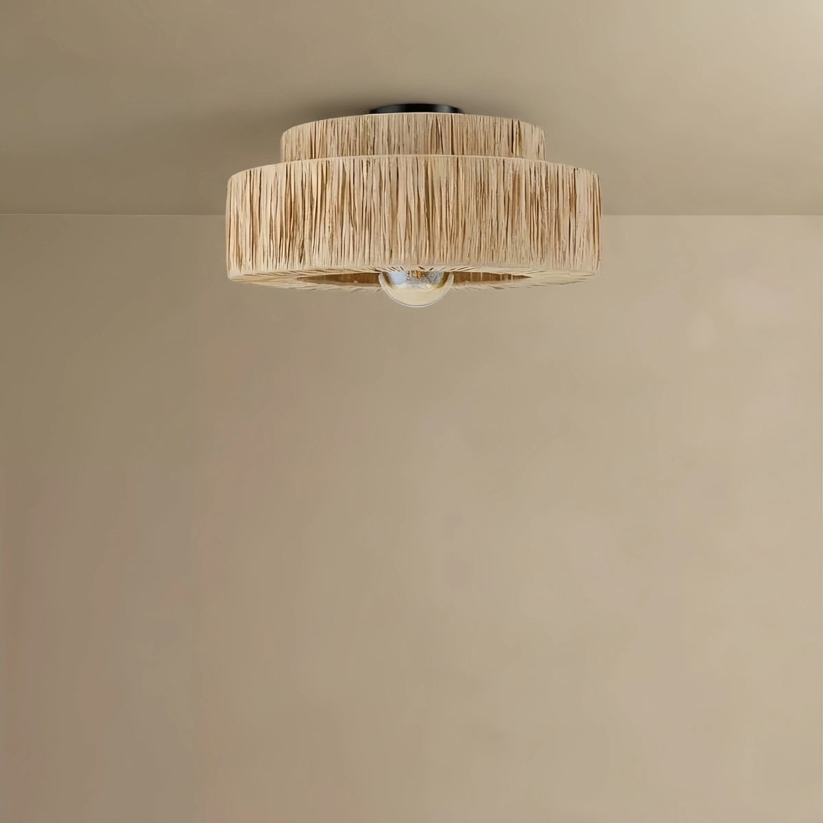 Zenno Rustic Pendant Light & Ceiling Light- Metal & Paper Streamer Shade for Dining Room
