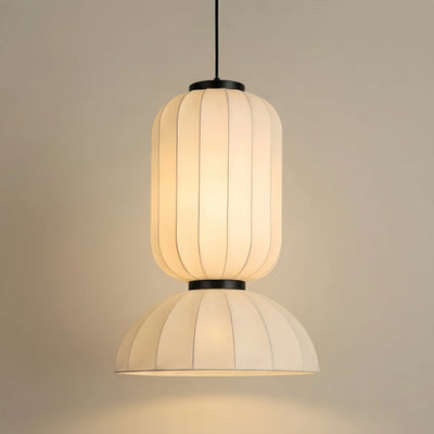 Zenno Modern Pendant Light — White Artificial Silk & Metal with 3-Color LED Dining Room
