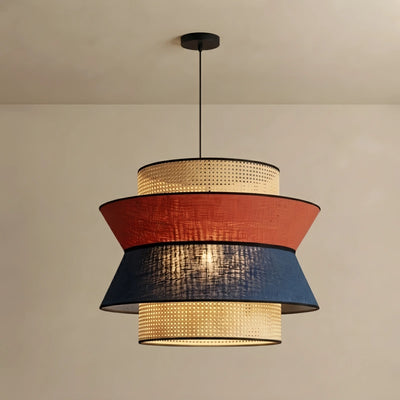 Bamburo Farmhouse Wood Pendant Light - Rustic Lantern for Dining Room