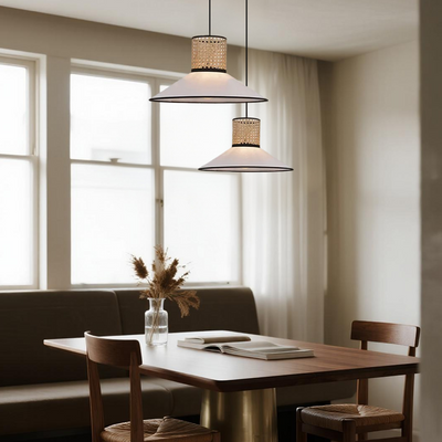 Bamburo Farmhouse Hooded Pendant Light — Fabric