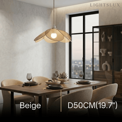Zenno Farmhouse Metal & Fabric Pendant Light