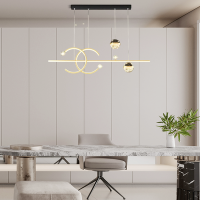 Pendant Light -- Black/Gold Metal & Glass for Dining Room