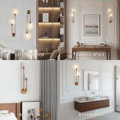 Excelis Modern U-Shaped Linear Wall Light – Gold Metal for Bedroom/Living Room