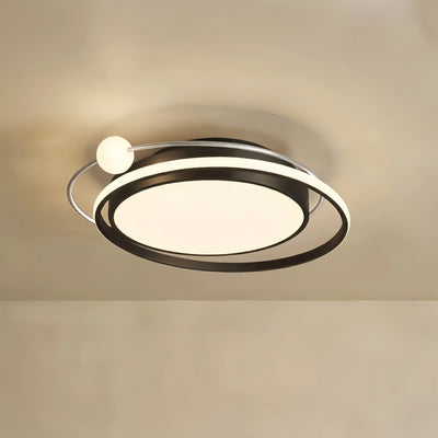 Stellar Modern Planet Ceiling Light - Black/Gold Metal