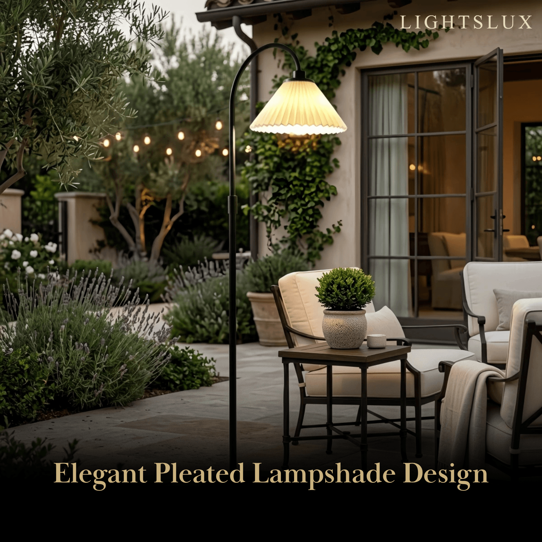 Elegant LED Floor Lamp -- Stainless Steel & PC Black for Courtyard