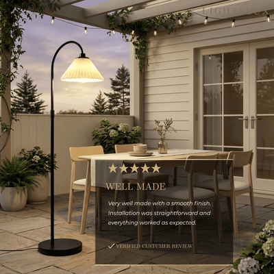 Solara Elegant LED Floor Lamp -- Stainless Steel & PC Black for Terrace
