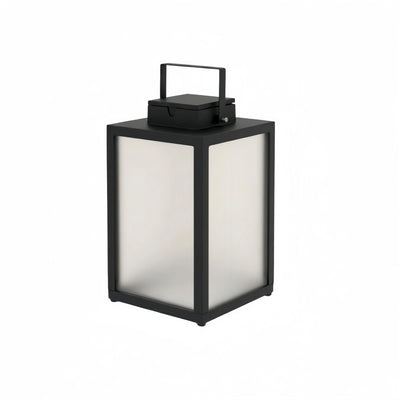 Solara Minimalist LED Outdoor Lantern -- Stainless Steel & PC Black