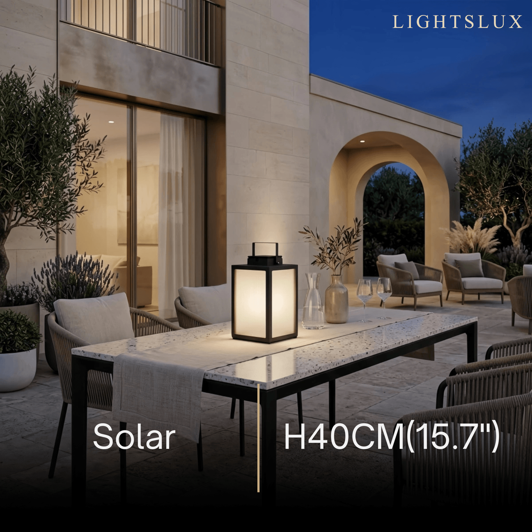 Minimalist LED Outdoor Lantern -- Stainless Steel & PC Black for Garden