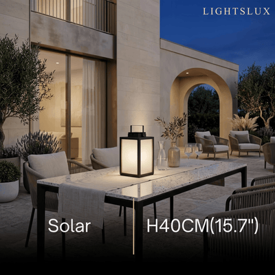 Minimalist LED Outdoor Lantern -- Stainless Steel & PC Black for Garden
