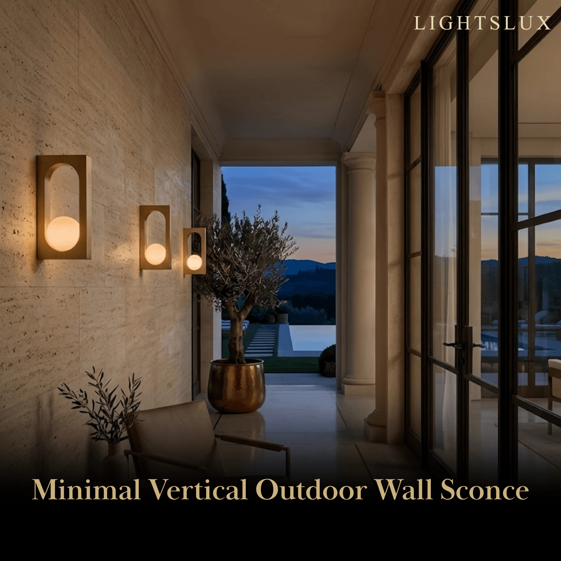 Arcato Modern Outdoor Wall Lamp -- Stainless Steel & PC Black/Gold for Corridor