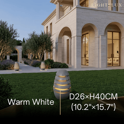 Solara Natural Floor Lamp--Resin Stone-gray for Outdoor Courtyard