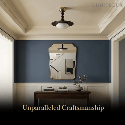 Modern Wood & Alabaster Ceiling Light
