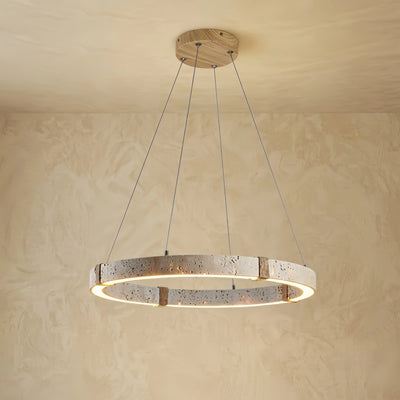 Strata Modern Travertine Chandelier – Natural Stone Ceiling Light for Living Room