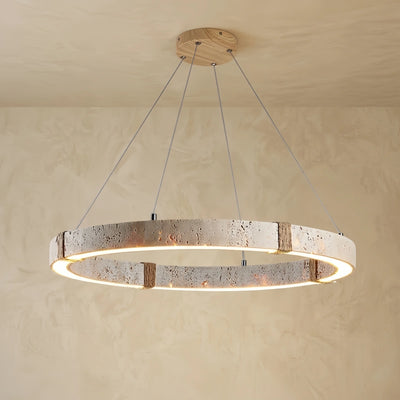 Strata Modern Travertine Chandelier – Natural Stone Ceiling Light for Living Room