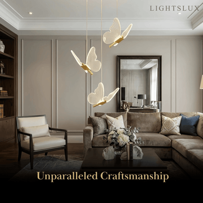 Modern Light‑Luxury Pendant Light — Metal & Acrylic with Butterfly Design