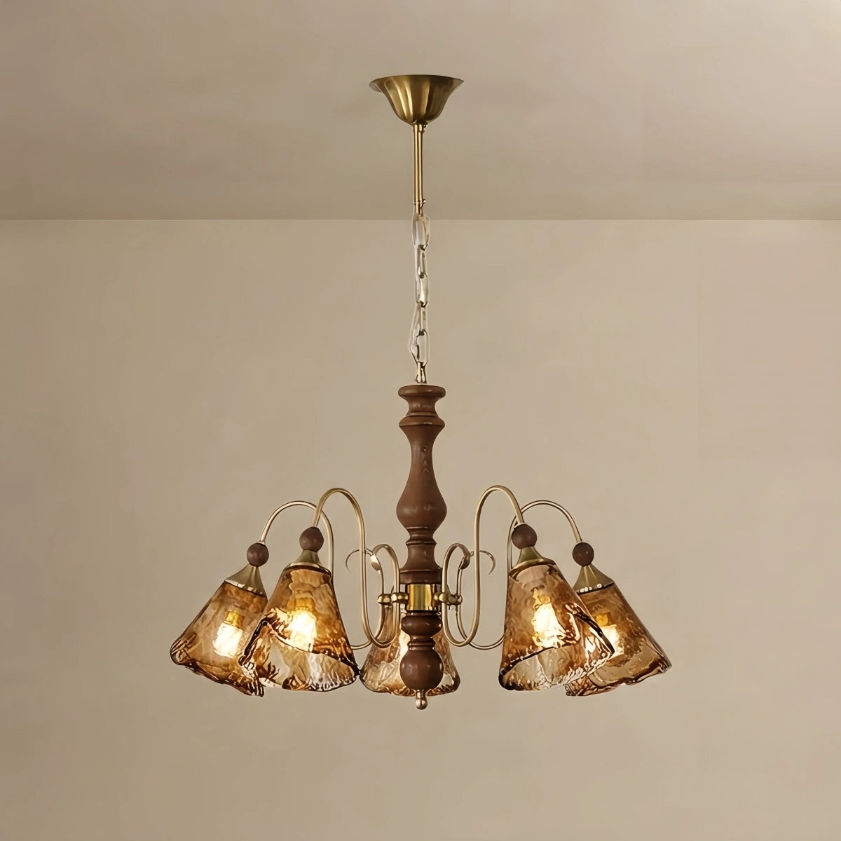 Irondale Vintage Multi-Light Ceiling Light — Metal with Copper & Walnut for Dining Room/Living Room