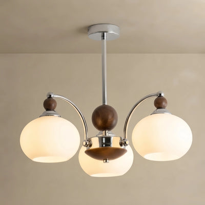 Vetro Contemporary Chandelier -- Glass & Iron & Wood
