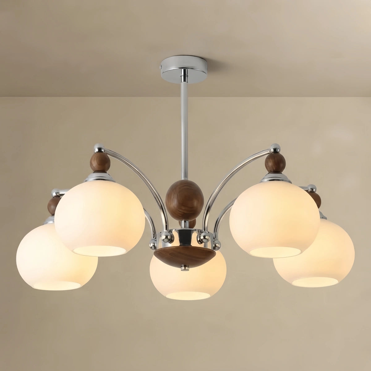 Chandelier -- Glass & Iron & Wood for Dining Room