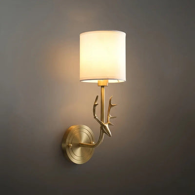 Art Deco Wall Lamp — Brass & Linen White 