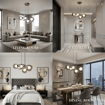 Modern  Pendant Light — Iron & Glass Black Smoke Grey