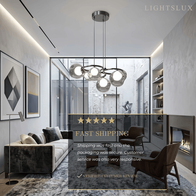 Modern  Pendant Light — Iron & Glass Black Smoke Grey