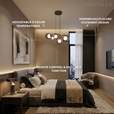 Modern  Pendant Light — Iron & Glass Black Smoke Grey