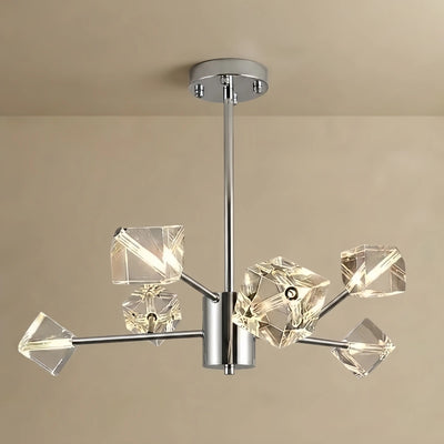 Stellar Modern Sputnik Chandelier – Crystal Cube Chrome for Living Room / Dining Room