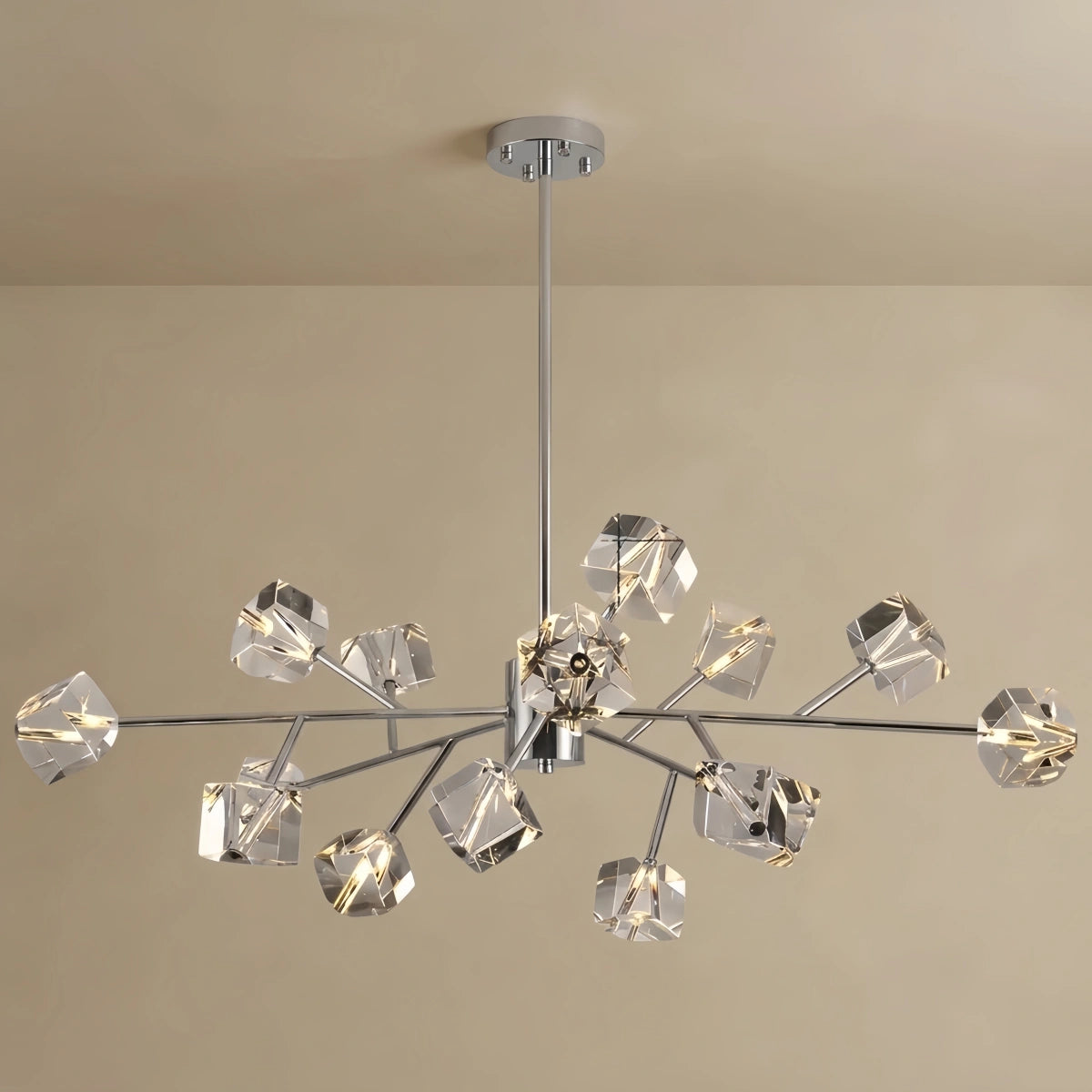 Stellar Modern Sputnik Chandelier – Crystal Cube Chrome 