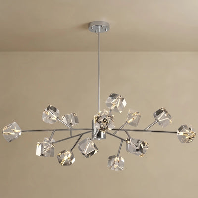 Stellar Modern Sputnik Chandelier – Crystal Cube Chrome 