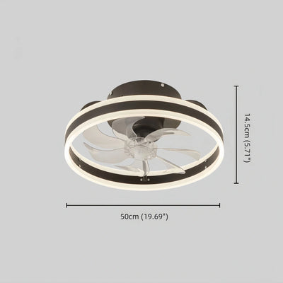 Vivara Modern Semi-Flush Ceiling Fan with Light -- Silent Black & White Iron ABS for Bedroom