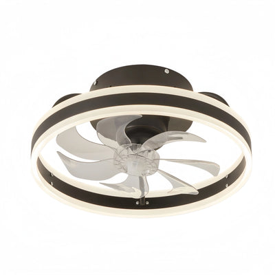 Vivara Modern Semi-Flush Ceiling Fan with Light -- Silent Black & White Iron ABS for Bedroom