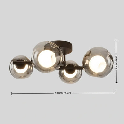 Modern Semi-Flush Mount Ceiling Light — Steel & Glass Smoke Greyc4