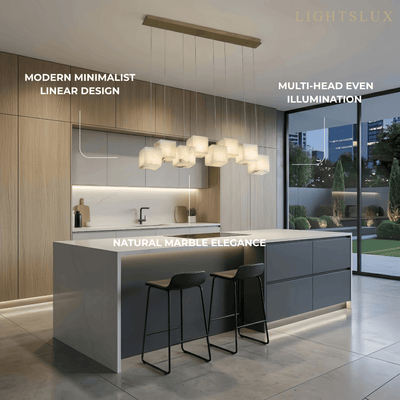 Minimalist Pendant Light — Marble & Stainless Steel White