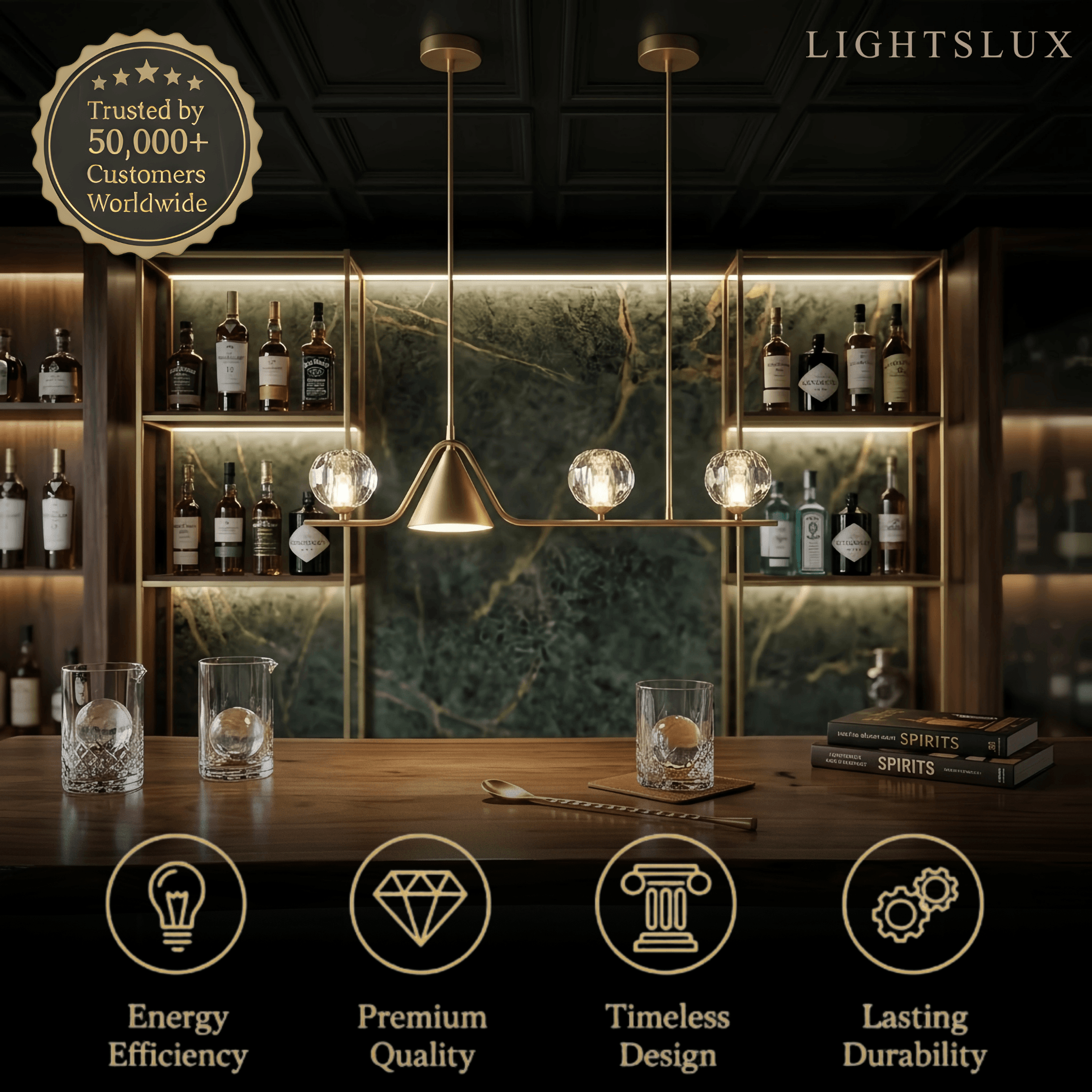 Modern Nordic Pendant Light — Brass & Glass Gold White