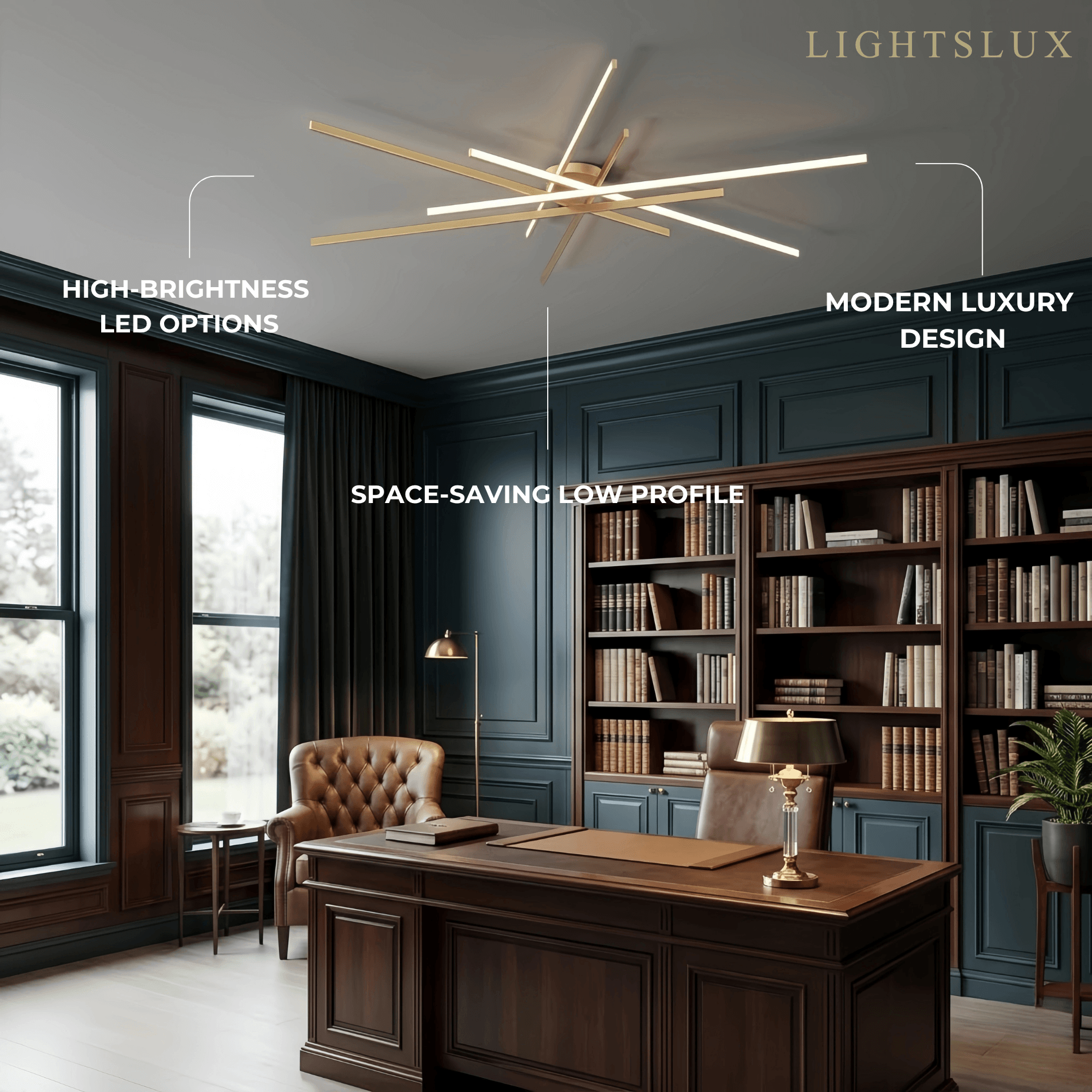 Modern Luxury Semi-Flush Mount Ceiling Light — Brass & Silicone Gold