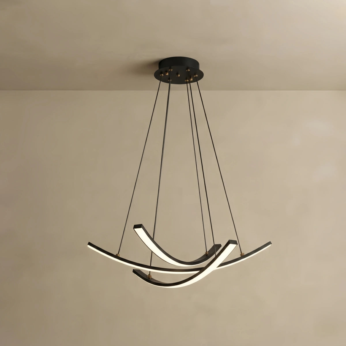 Arcato Modern Minimalist Chandelier — Black Gold for Dining Room/Living Room