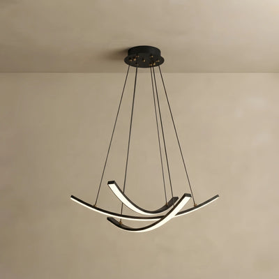 Arcato Modern Minimalist Chandelier — Black Gold for Dining Room/Living Room