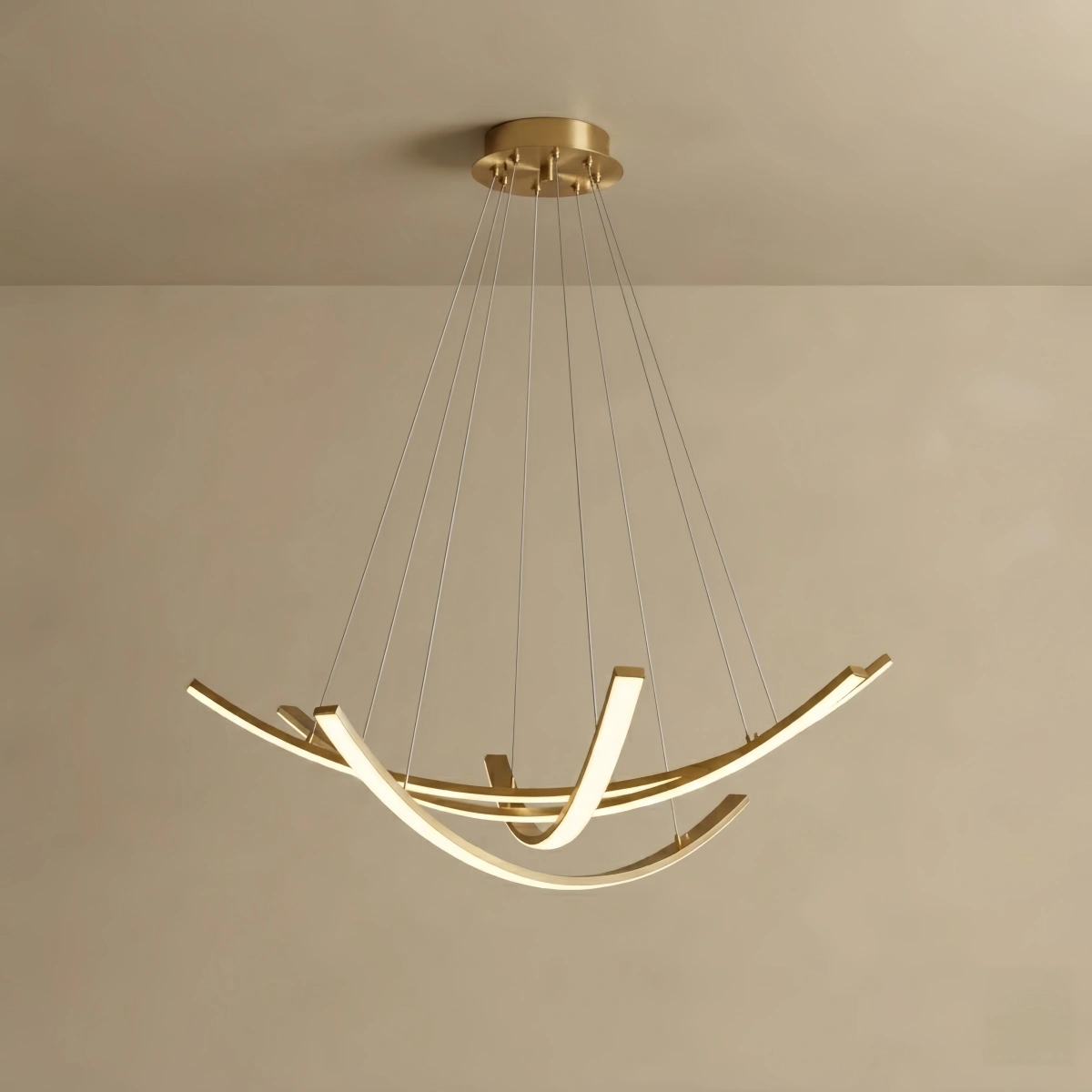 Modern Minimalist Chandelier — Brass Gold for Dining Room/Living Room