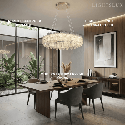 Modern Luxury Crystal Chandelier -- Stainless Steel & Glass