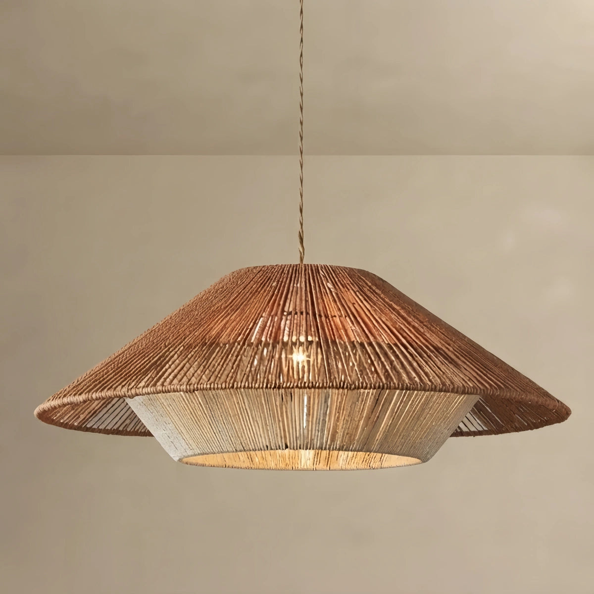 Natural Hemp Rope Pendant Light --  Linen+Beige/Red Color for Dining Room
