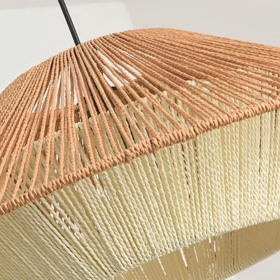 Zenno Natural Hemp Rope Pendant Light --  Linen+Beige/Red Color for Dining Room