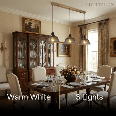 Vintage Pendant Light -- Iron Glass & Walnut Wood