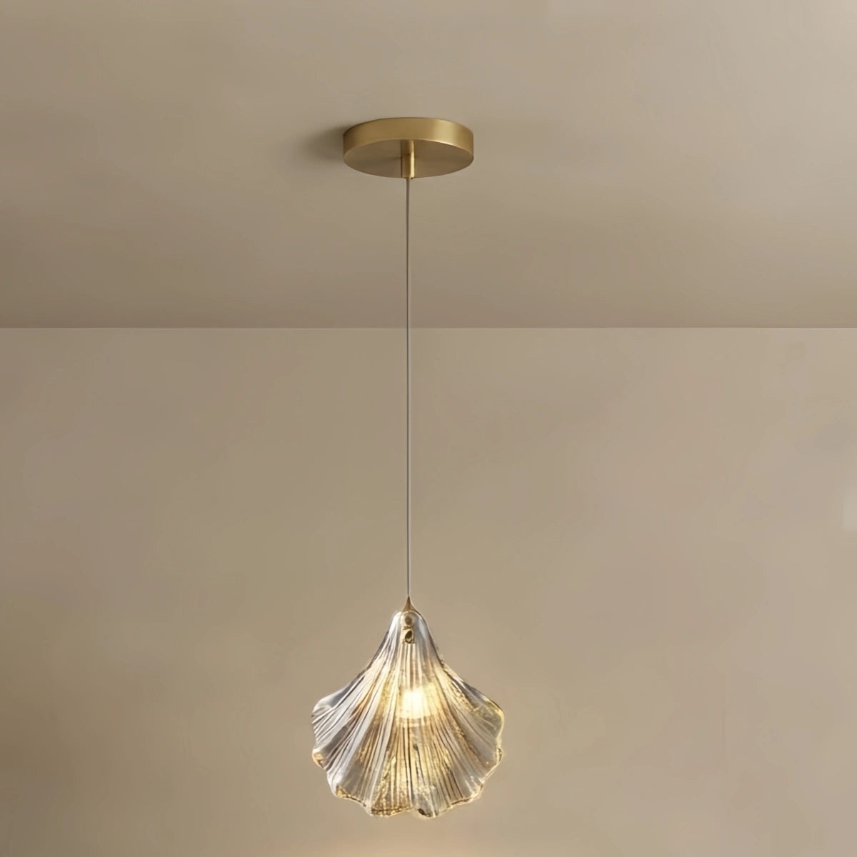 Vetro Nordic Pendant Light – Brass Amber Glass Shell for Living Room / Dining Room