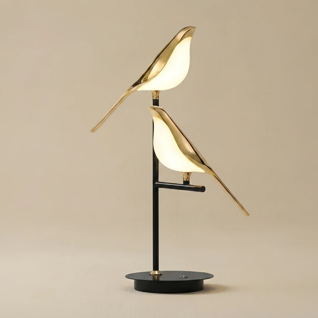 Acrylic Bird Table Lamp -- Adjustable Black & Gold for Bedroom Living Room