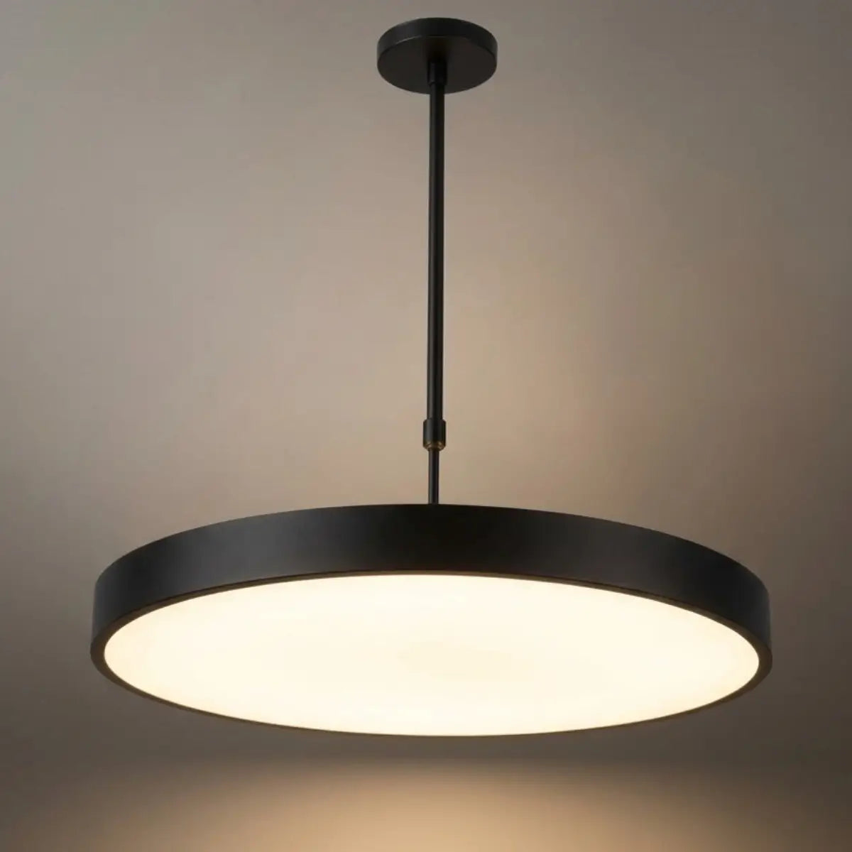 Modern Round Pendant Light -- Iron Acrylic Black or White