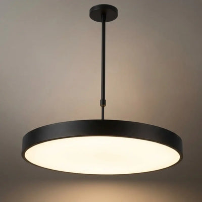 Modern Round Pendant Light -- Iron Acrylic Black or White