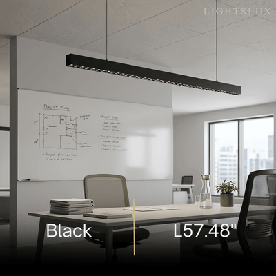Modern Linear Pendant Light -- Aluminum Acrylic Black or White