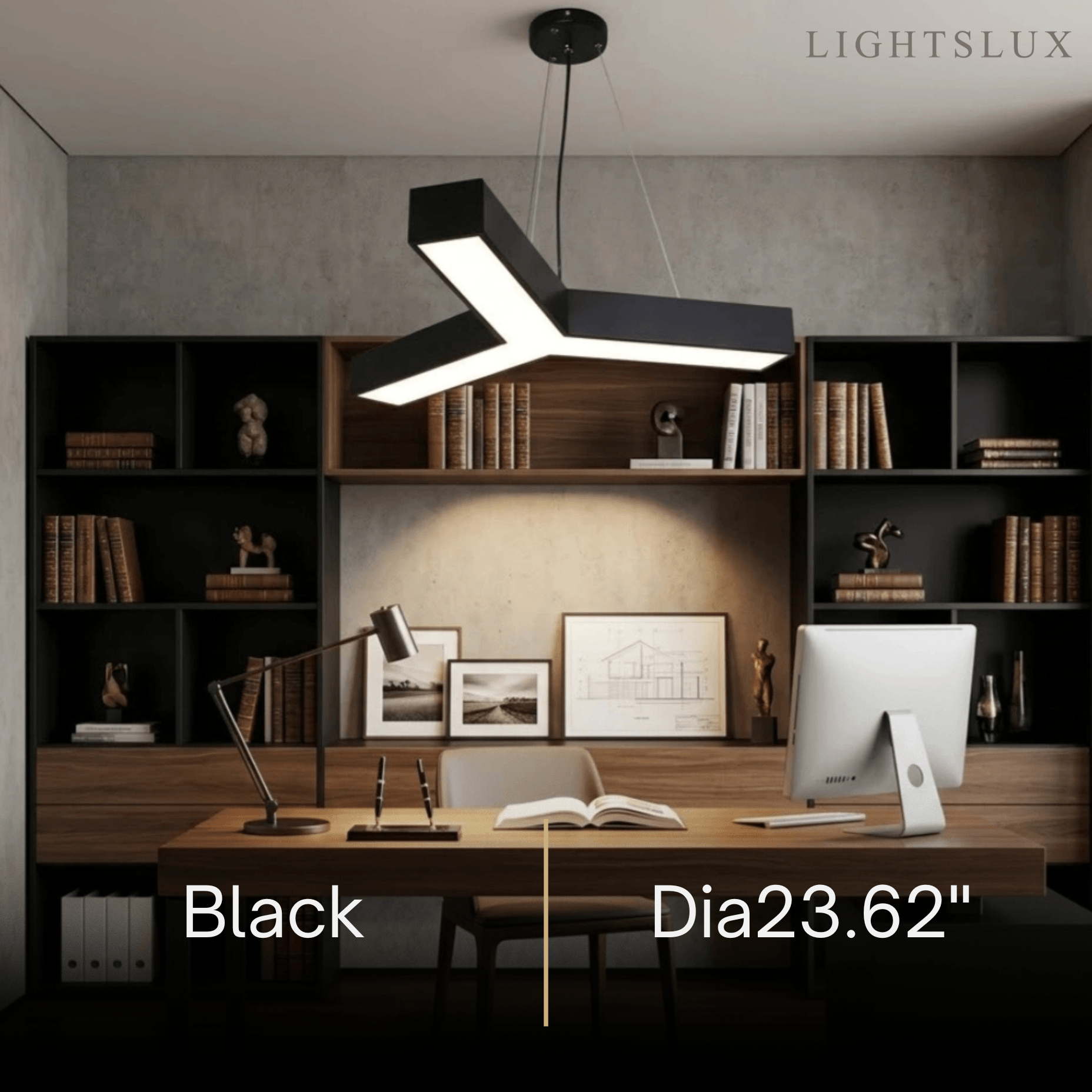 Modern Y-Shaped Pendant Light -- Aluminum Black White Silver